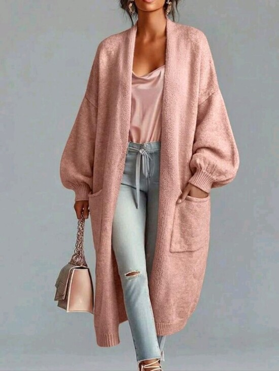 Sweaters - Women's Knitted Cardigan Sweater Loose Mid-Length Commuter Daily Style Jacket